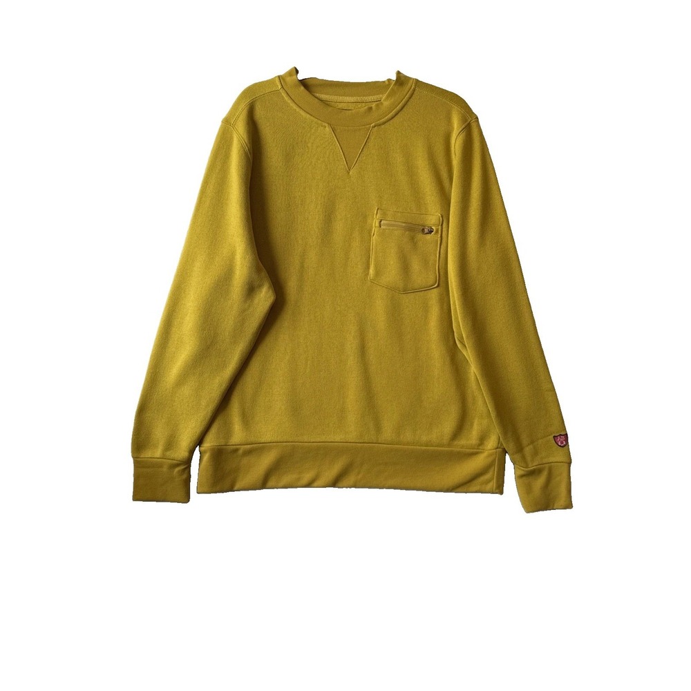 Arthur Beale Crewneck Sweatshirt XL Yellow Zipper Pocket Streetwear Gorpcore